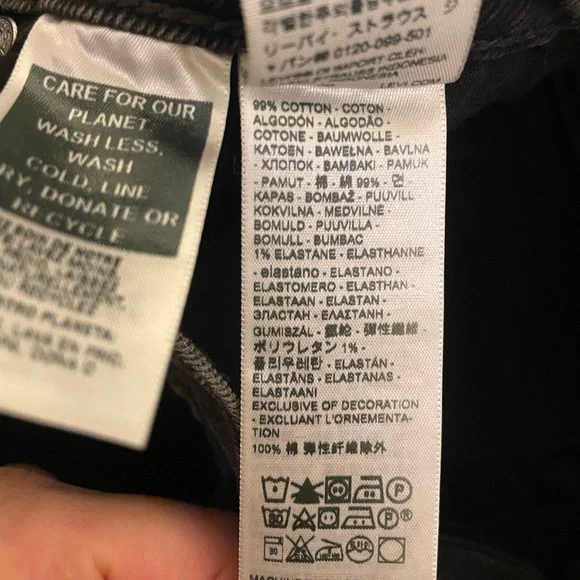 Levi's Ribcage Straight Joli Thorax Droit Button Fly Dark Black Wash Jeans NWT - Picture 13 of 16